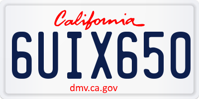 CA license plate 6UIX650