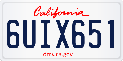 CA license plate 6UIX651