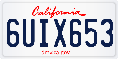 CA license plate 6UIX653