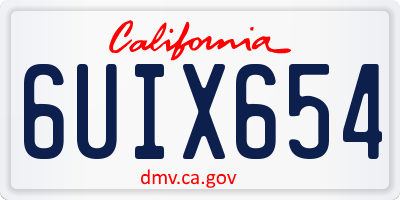 CA license plate 6UIX654
