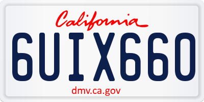 CA license plate 6UIX660
