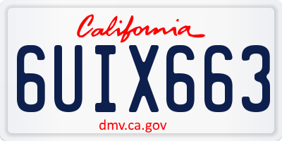 CA license plate 6UIX663