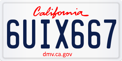 CA license plate 6UIX667