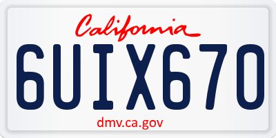 CA license plate 6UIX670