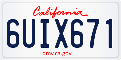 CA license plate 6UIX671