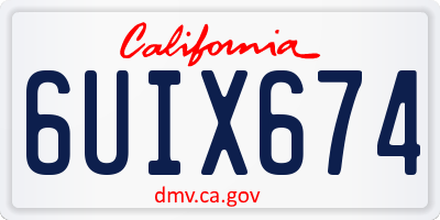 CA license plate 6UIX674