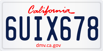 CA license plate 6UIX678