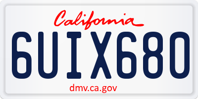 CA license plate 6UIX680