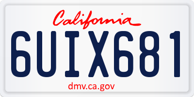 CA license plate 6UIX681