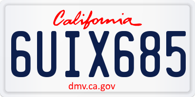 CA license plate 6UIX685