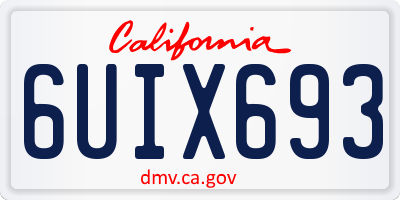 CA license plate 6UIX693