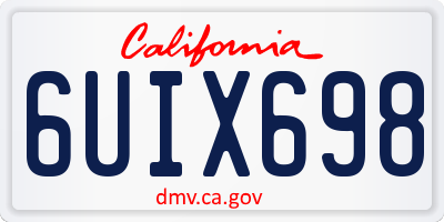 CA license plate 6UIX698