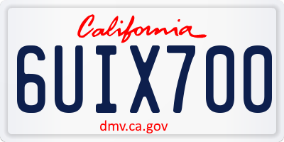 CA license plate 6UIX700
