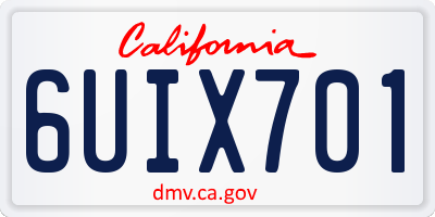 CA license plate 6UIX701