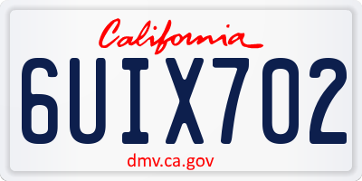 CA license plate 6UIX702