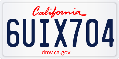CA license plate 6UIX704
