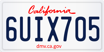 CA license plate 6UIX705