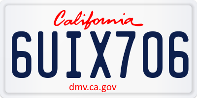 CA license plate 6UIX706