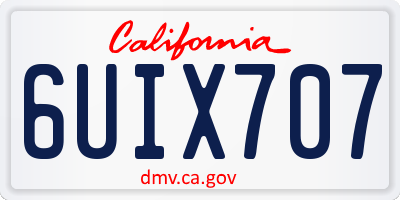 CA license plate 6UIX707
