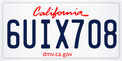 CA license plate 6UIX708