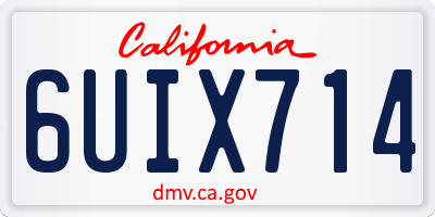 CA license plate 6UIX714