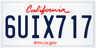 CA license plate 6UIX717