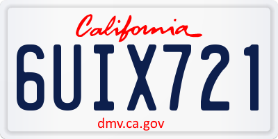 CA license plate 6UIX721