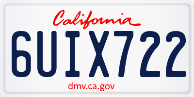 CA license plate 6UIX722