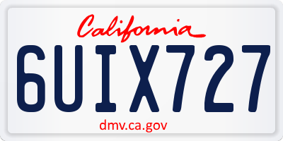 CA license plate 6UIX727