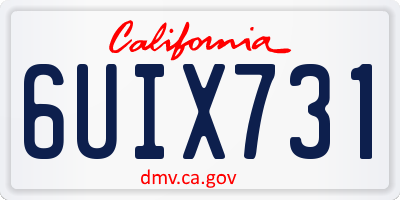 CA license plate 6UIX731
