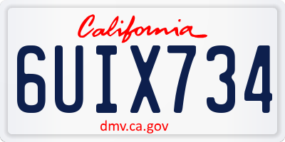 CA license plate 6UIX734