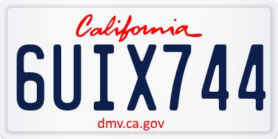 CA license plate 6UIX744