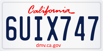CA license plate 6UIX747