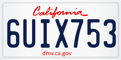 CA license plate 6UIX753