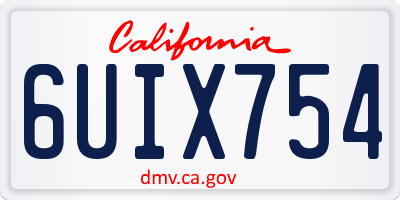 CA license plate 6UIX754