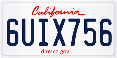 CA license plate 6UIX756