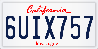 CA license plate 6UIX757