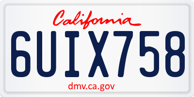 CA license plate 6UIX758
