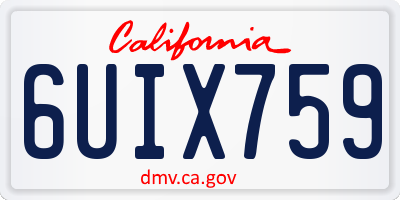 CA license plate 6UIX759