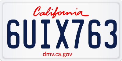 CA license plate 6UIX763