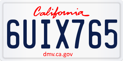 CA license plate 6UIX765