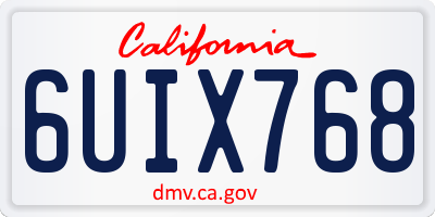 CA license plate 6UIX768