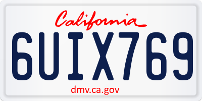 CA license plate 6UIX769