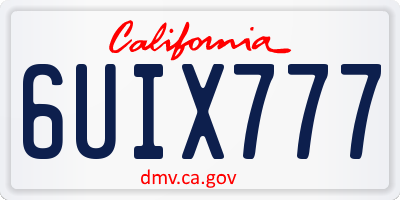 CA license plate 6UIX777