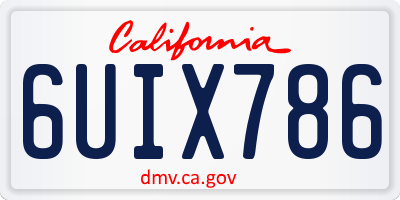 CA license plate 6UIX786