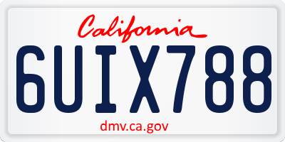 CA license plate 6UIX788