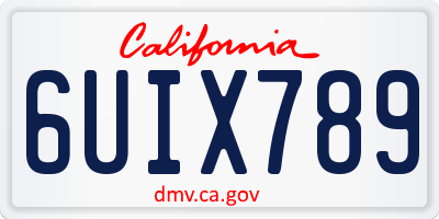 CA license plate 6UIX789