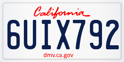 CA license plate 6UIX792