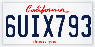 CA license plate 6UIX793