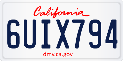 CA license plate 6UIX794